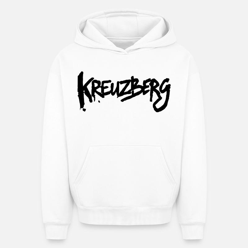 Kreuzberg - Sweat à capuche unisexe oversize épais SPREAD - blanc