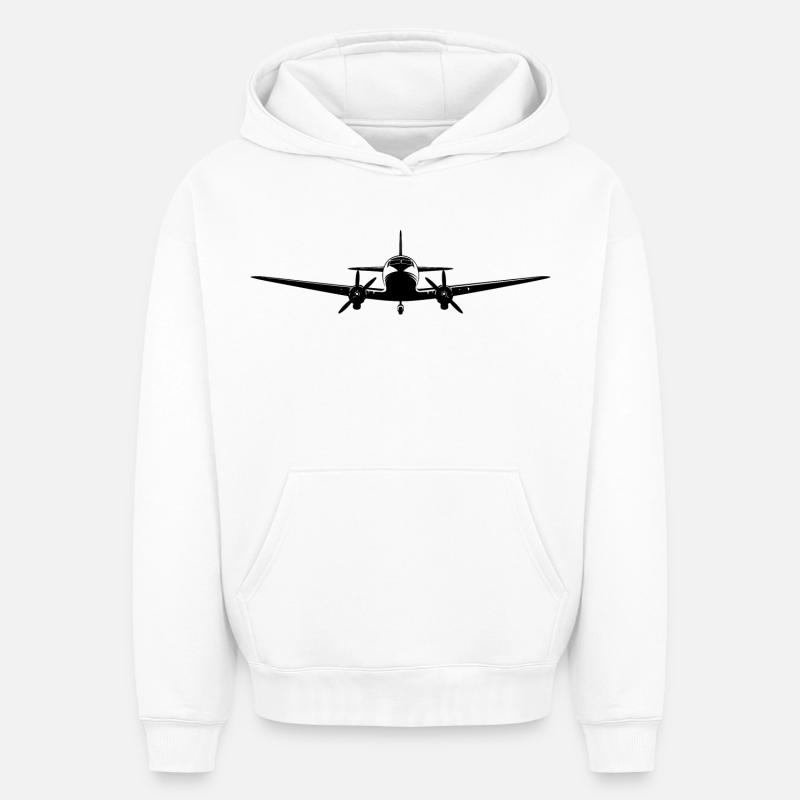 Dessin d’avion à réaction - Sweat à capuche unisexe oversize épais SPREAD - blanc