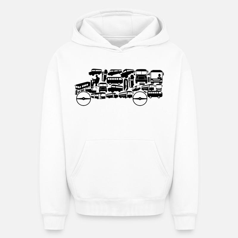 Bus - Sweat à capuche unisexe oversize épais SPREAD - blanc