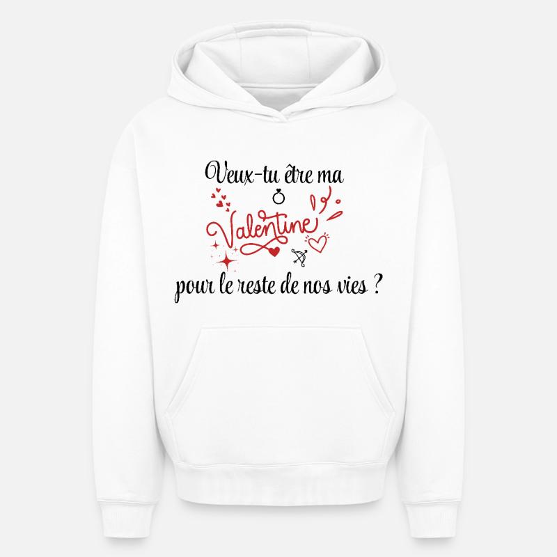 Demande en mariage, Saint-Valentin, Romantique - Sweat à capuche unisexe oversize épais SPREAD - blanc