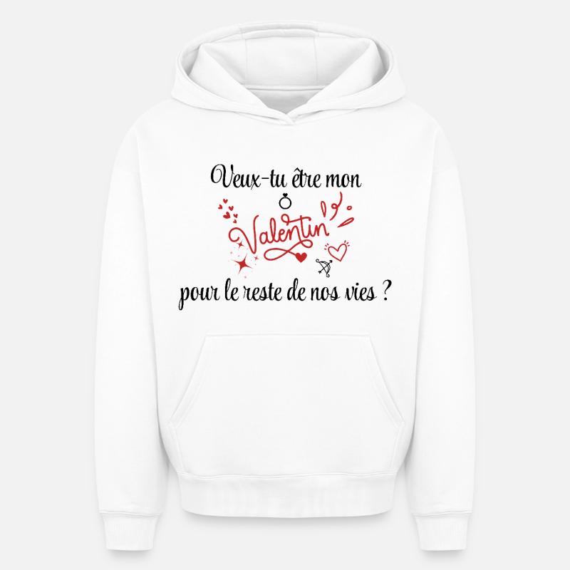 Demande en mariage, Saint-Valentin, Romantique - Sweat à capuche unisexe oversize épais SPREAD - blanc