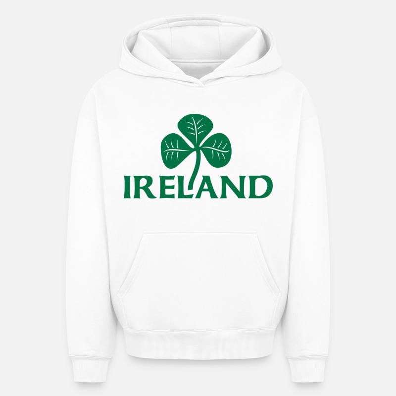 L’Irlande et le trèfle - Sweat à capuche unisexe oversize épais SPREAD - blanc