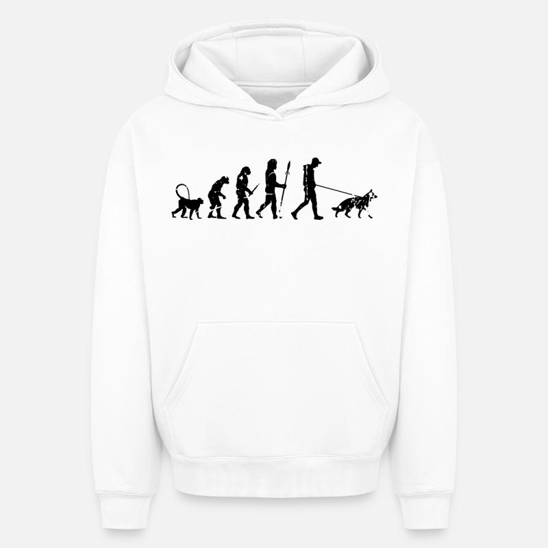 Deutscher Schäferhund Evolution - Oversized Heavyweight Unisex Hoodie - Weiß