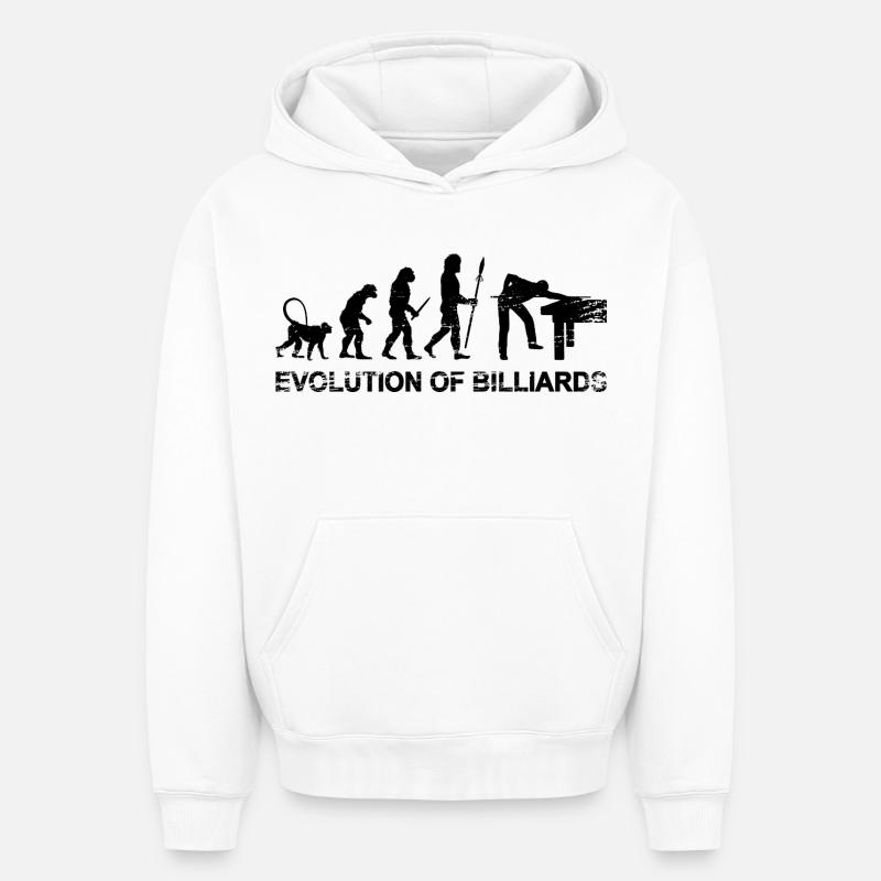Billard Evolution - Sweat à capuche unisexe oversize épais SPREAD - blanc