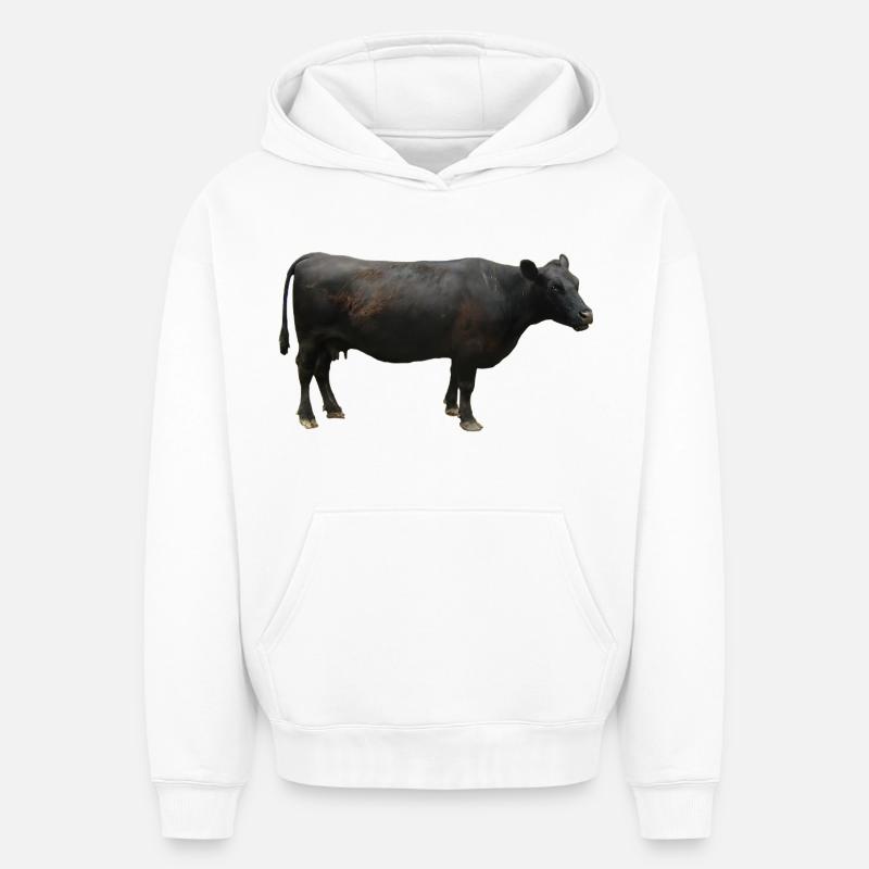Boeuf noir - Sweat à capuche unisexe oversize épais SPREAD - blanc