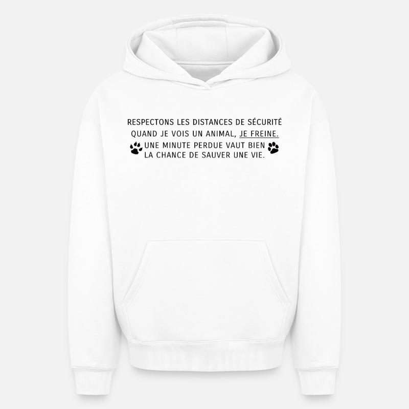 Respectons les distances de sécurité - Sweat à capuche unisexe oversize épais SPREAD - blanc