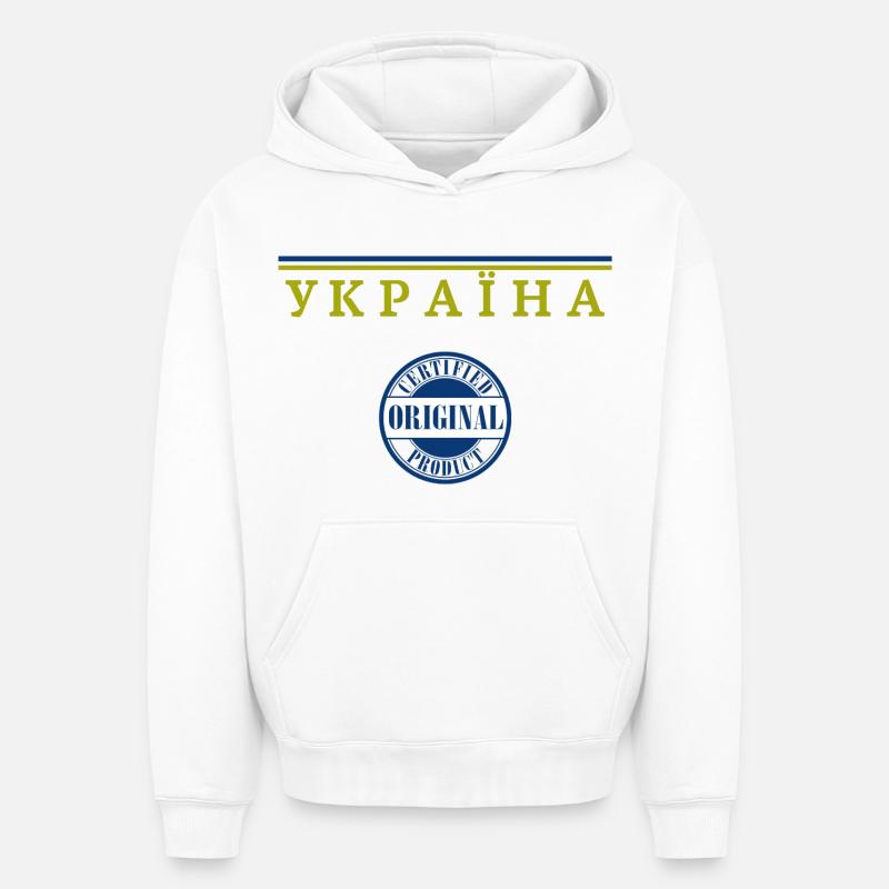 Fierté ukrainienne, drapeau ukrainien - Sweat à capuche unisexe oversize épais SPREAD - blanc