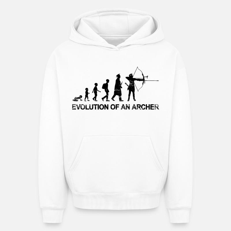 Évolution d’un archer - Sweat à capuche unisexe oversize épais SPREAD - blanc