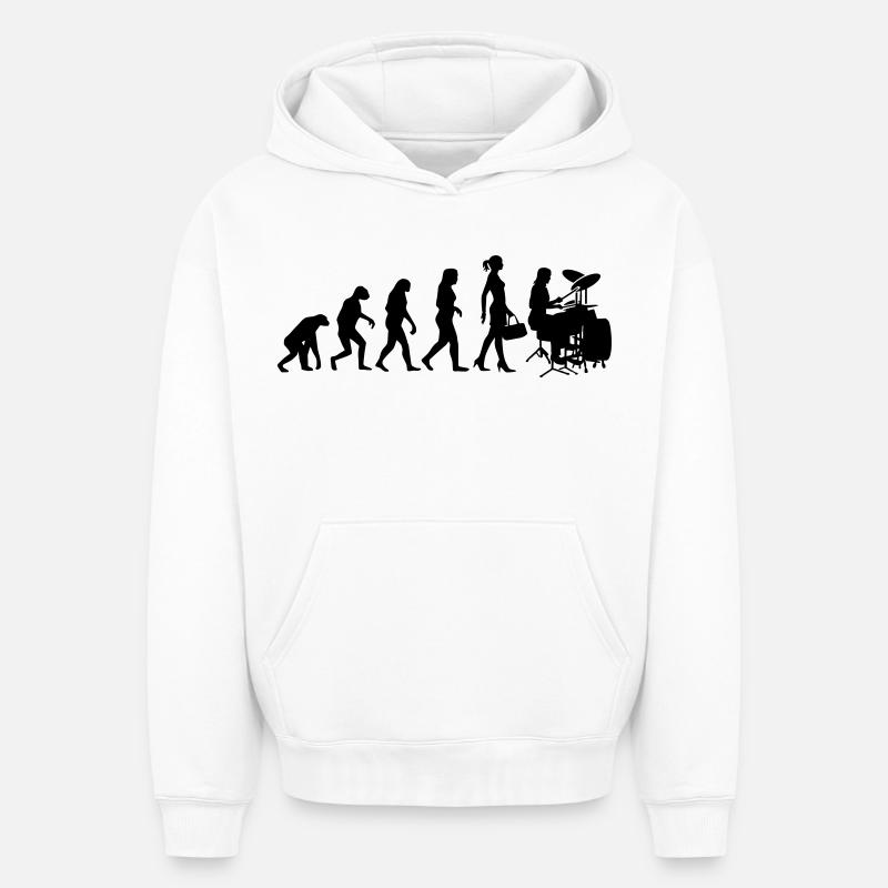Evolution Schlagzeugerin Percussion Drummer - Oversized Heavyweight Unisex Hoodie - Weiß