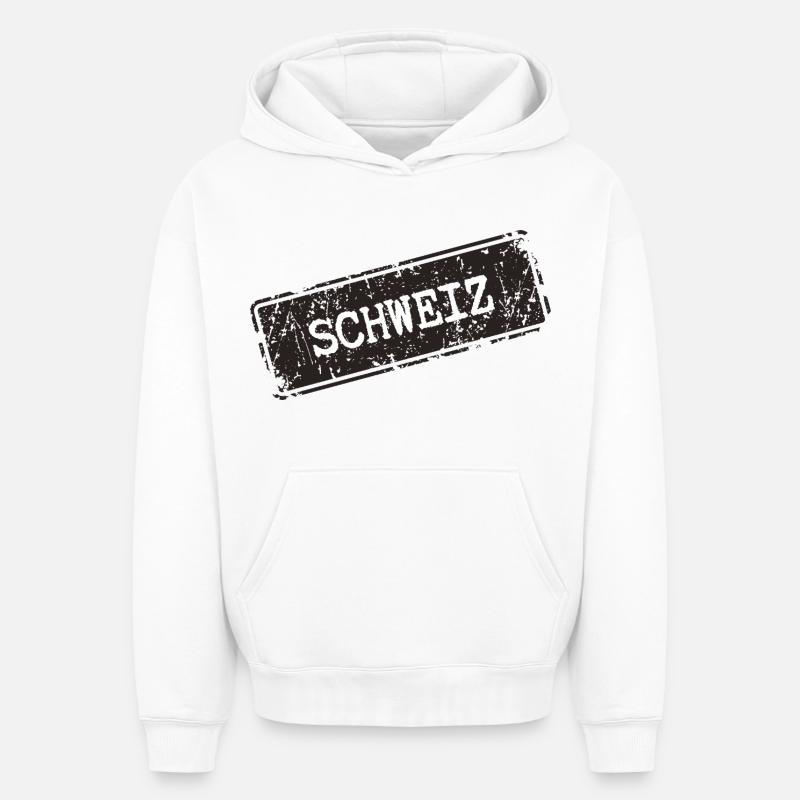 Suisse - Sweat à capuche unisexe oversize épais SPREAD - blanc