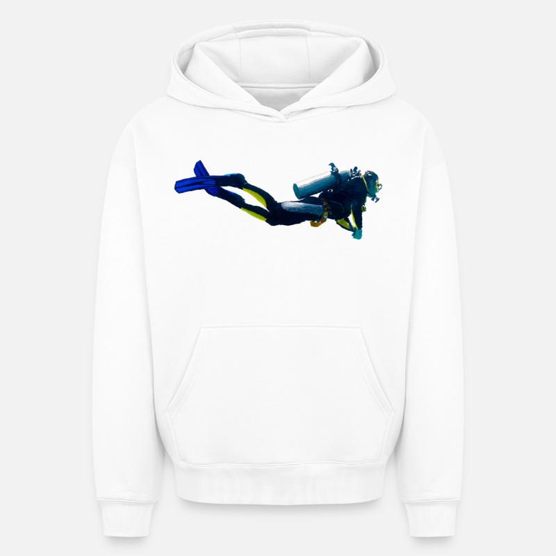 Plongeur - Sweat à capuche unisexe oversize épais SPREAD - blanc