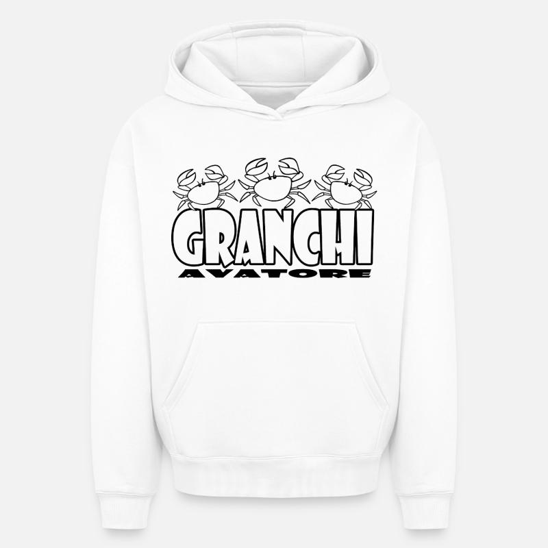 Crabes - Sweat à capuche unisexe oversize épais SPREAD - blanc
