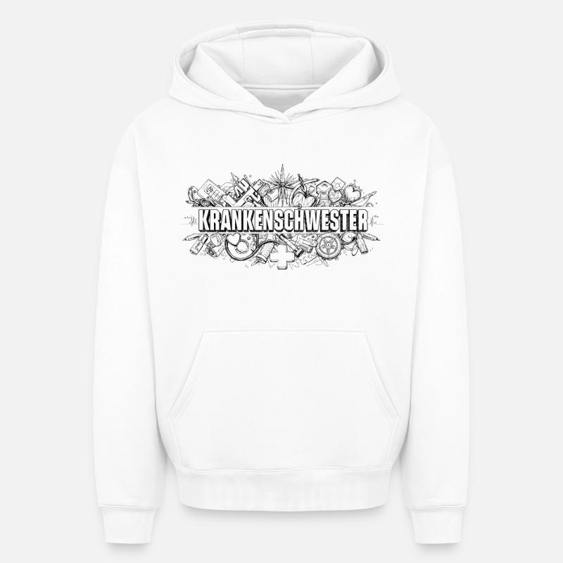 infirmier - Sweat à capuche unisexe oversize épais SPREAD - blanc