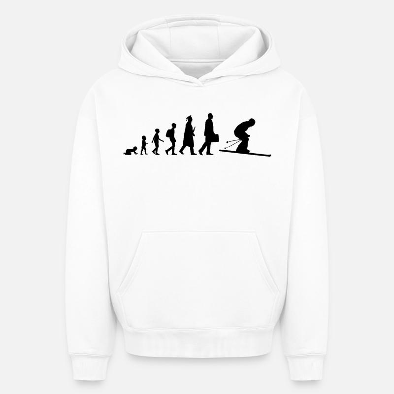 Évolution du skieur - Sweat à capuche unisexe oversize épais SPREAD - blanc