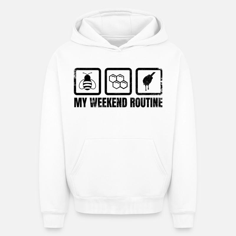 Routine de l’apiculteur - Sweat à capuche unisexe oversize épais SPREAD - blanc