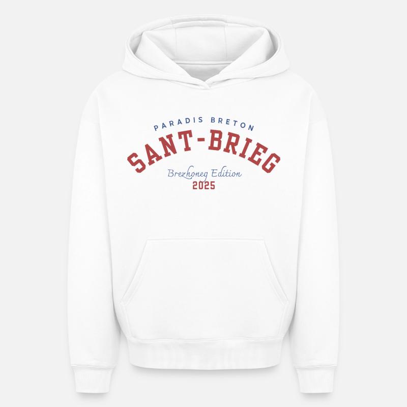Saint-Brieuc 2025 - Sweat à capuche unisexe oversize épais SPREAD - blanc
