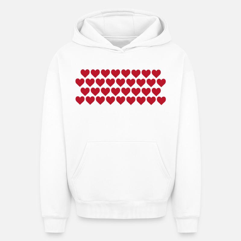 Cœurs rouges - Sweat à capuche unisexe oversize épais SPREAD - blanc