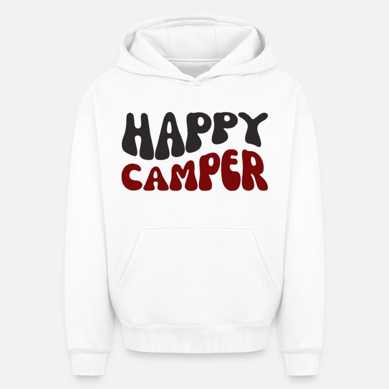 Happy Camper Print - Sweat à capuche unisexe oversize épais SPREAD - blanc