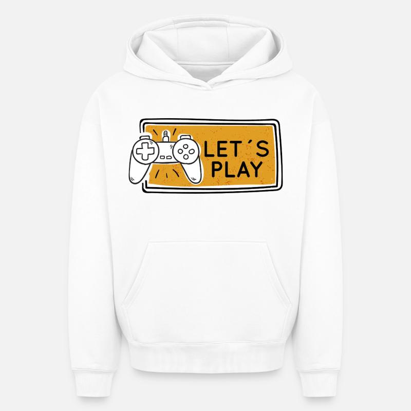 Jouons à Gaming Controller Graphic - Sweat à capuche unisexe oversize épais SPREAD - blanc
