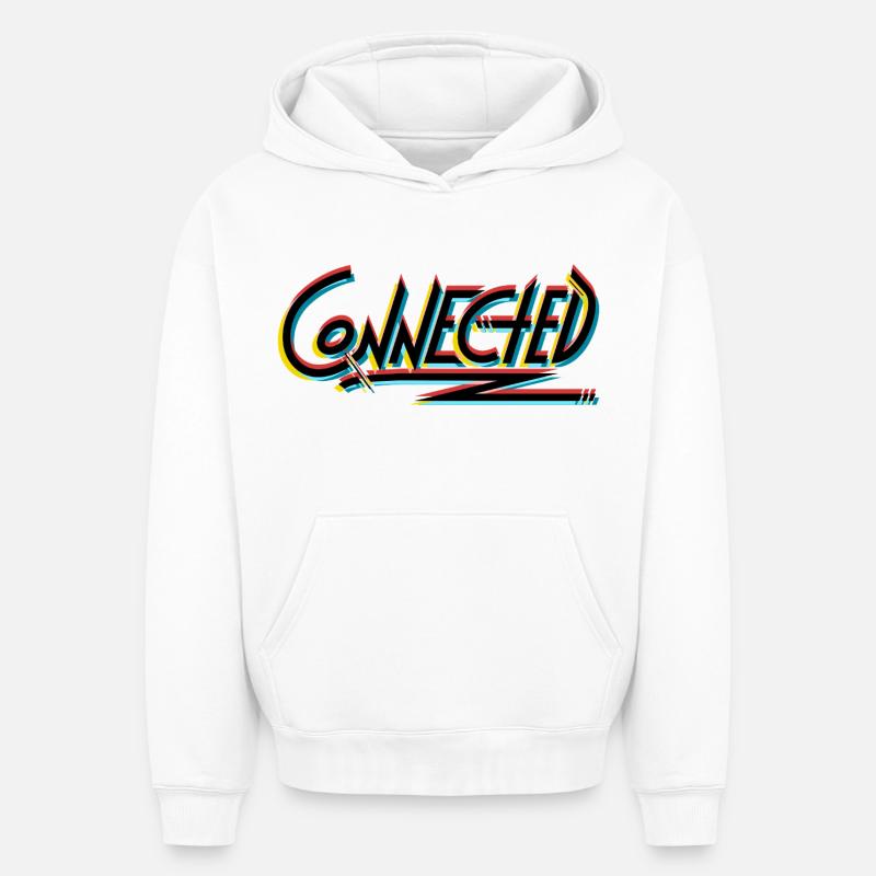 Connected_black_prism - Sweat à capuche unisexe oversize épais SPREAD - blanc