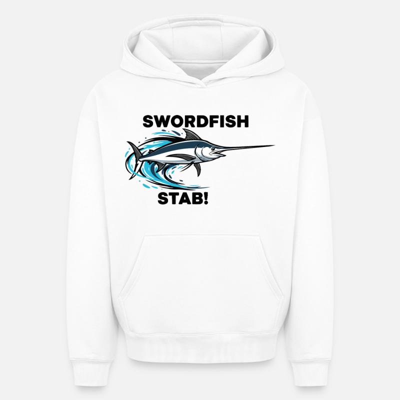 Espadon Stab Épée Mer Swordfish - Sweat à capuche unisexe oversize épais SPREAD - blanc