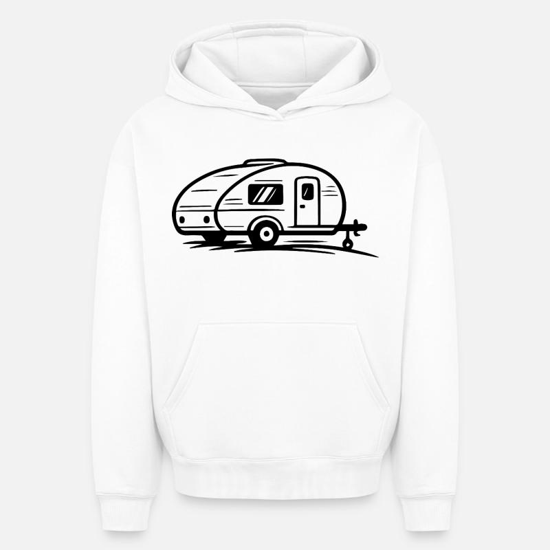 Remorque de camping - Sweat à capuche unisexe oversize épais SPREAD - blanc