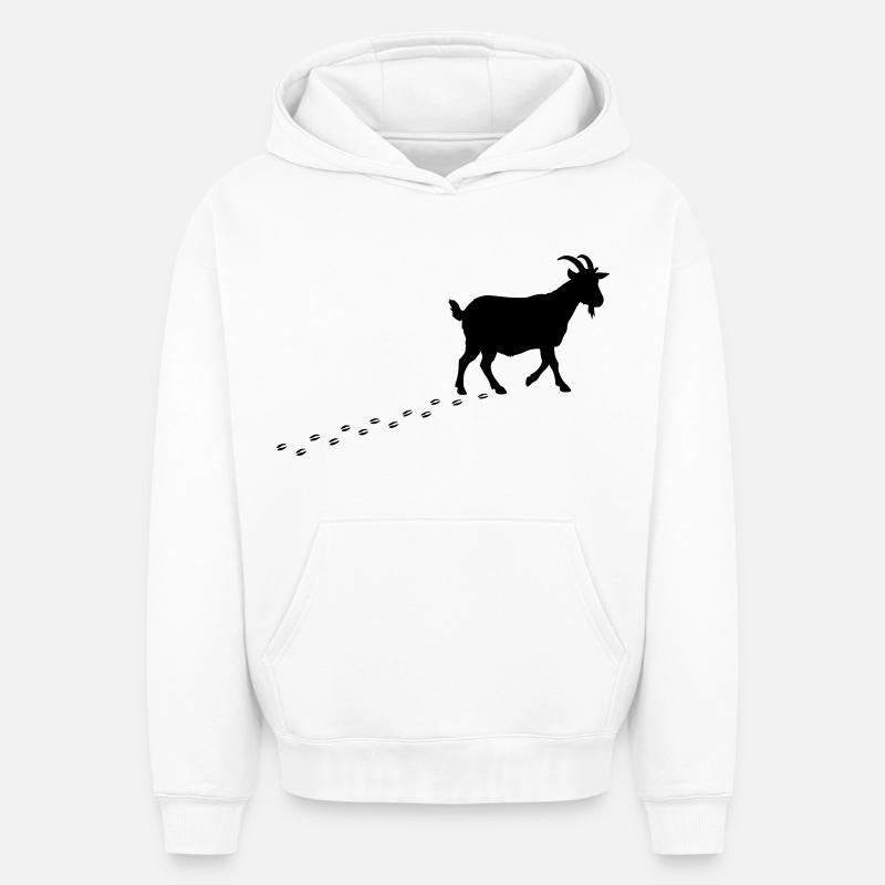 Sabots de Empreintes de Chèvre - Sweat à capuche unisexe oversize épais SPREAD - blanc