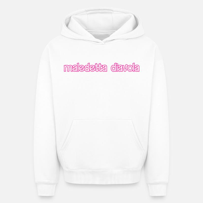 Maudits diables - Sweat à capuche unisexe oversize épais SPREAD - blanc