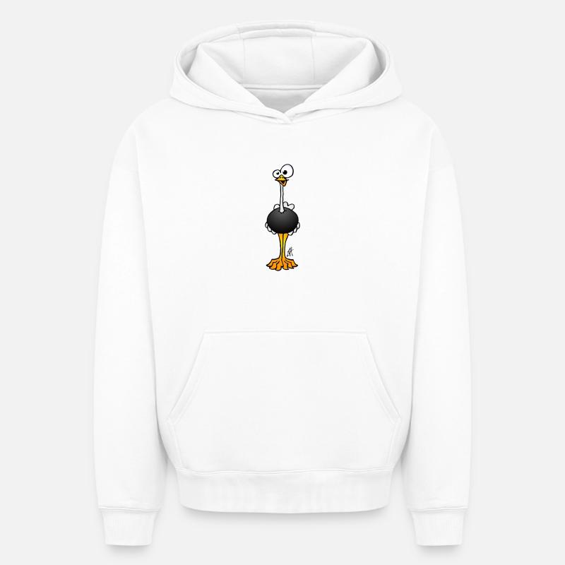 Autruche - Sweat à capuche unisexe oversize épais SPREAD - blanc