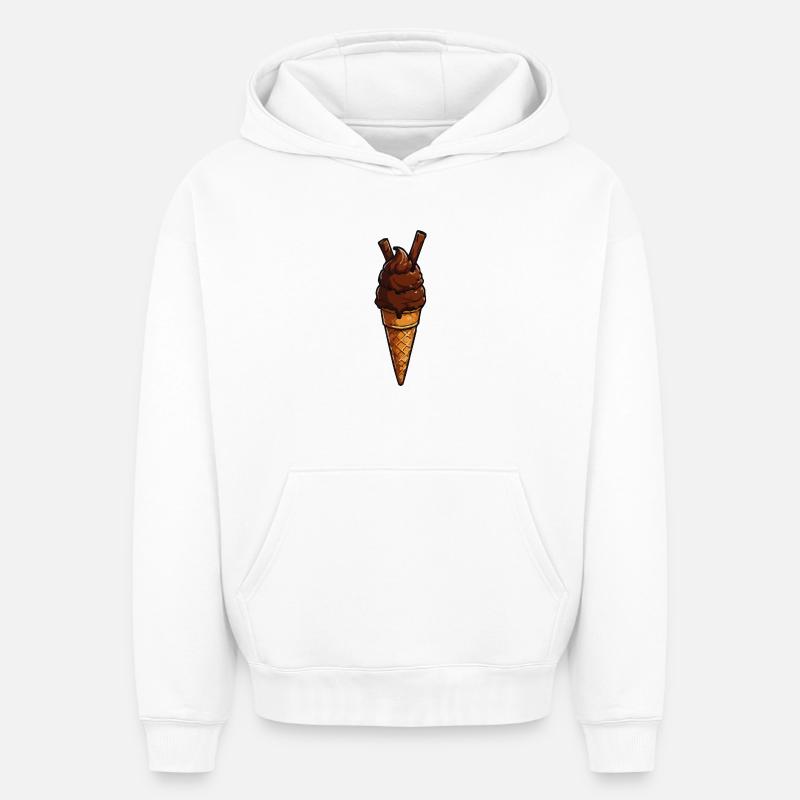 Schokoladen-Eis Cone Muster - Oversized Heavyweight Unisex Hoodie - Weiß