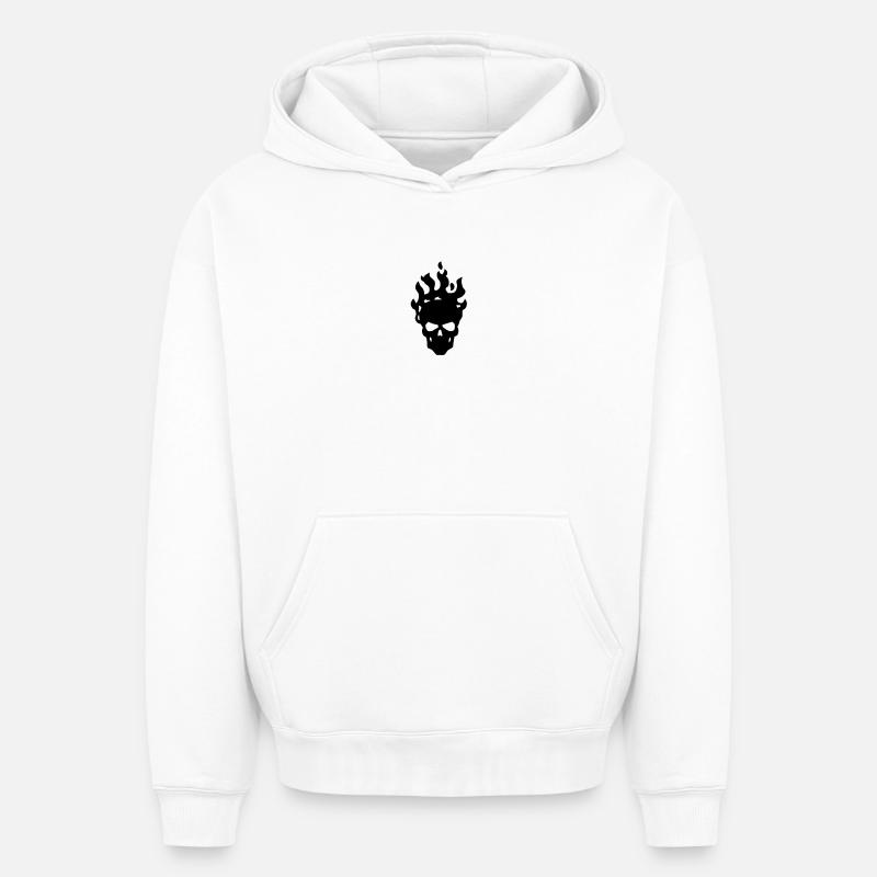 skull - Sweat à capuche unisexe oversize épais SPREAD - blanc