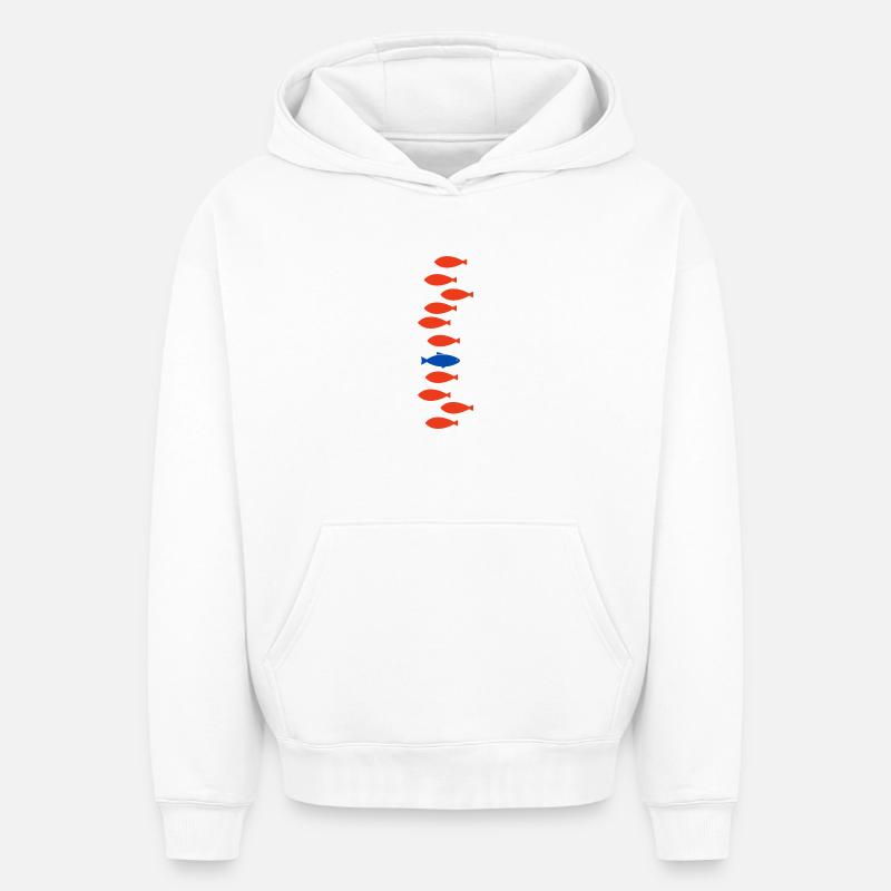 Poisson unique - Sweat à capuche unisexe oversize épais SPREAD - blanc