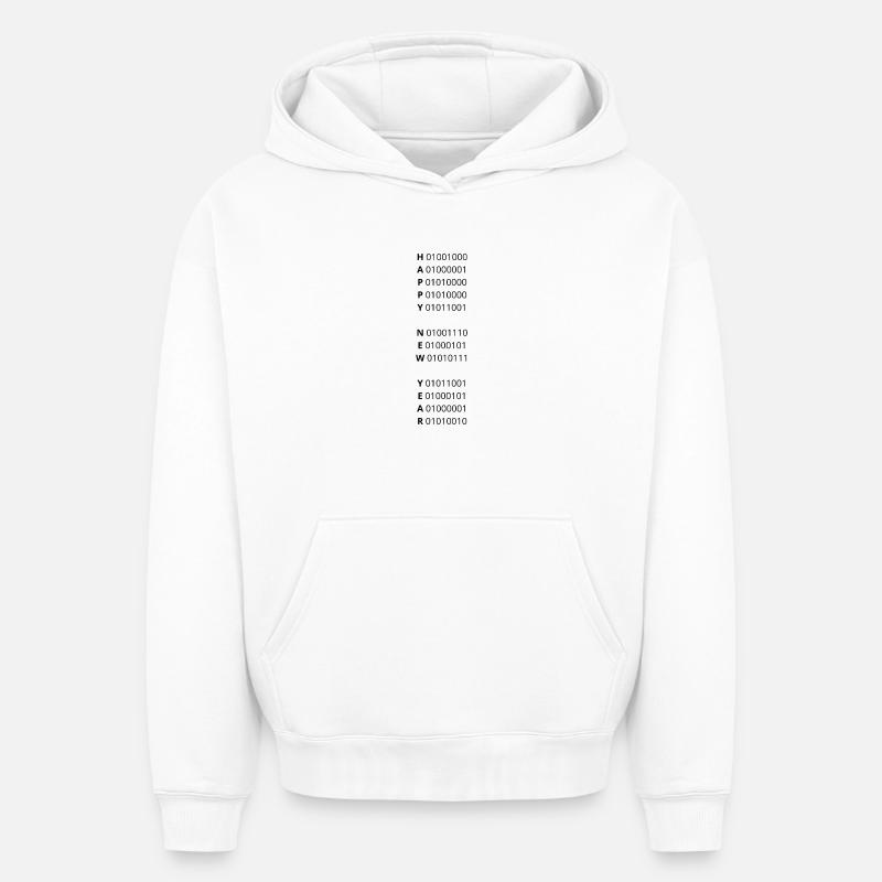HAPPY NEW YEAR – binary code - Oversized Heavyweight Unisex Hoodie - white