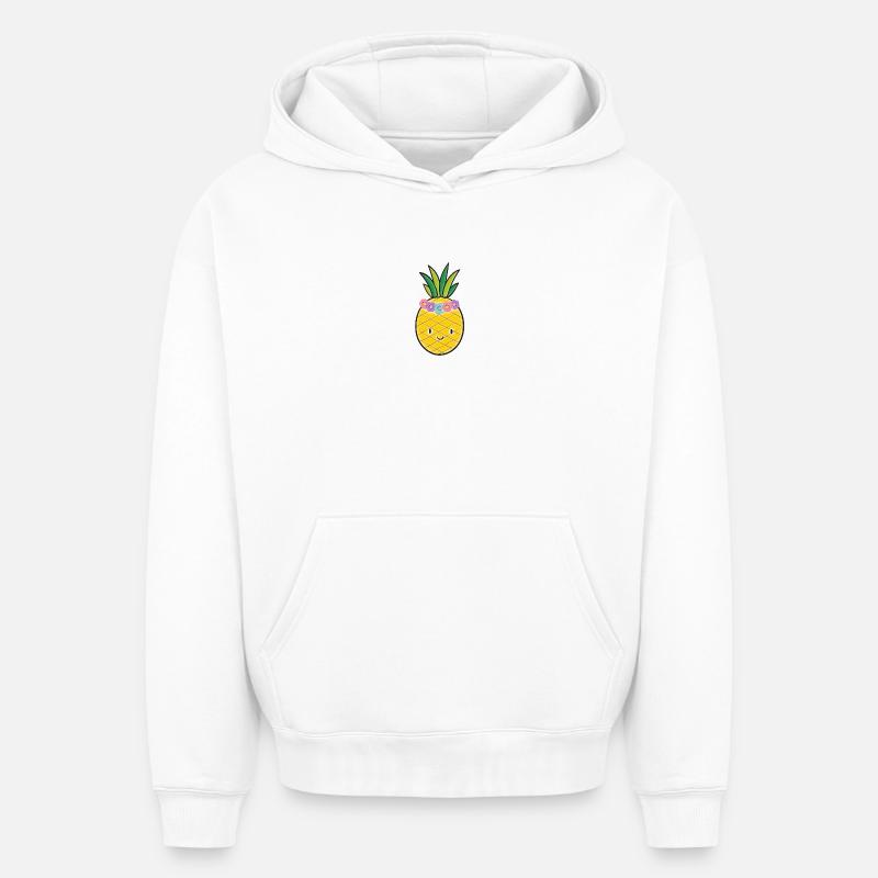 Ananas - Sweat à capuche unisexe oversize épais SPREAD - blanc