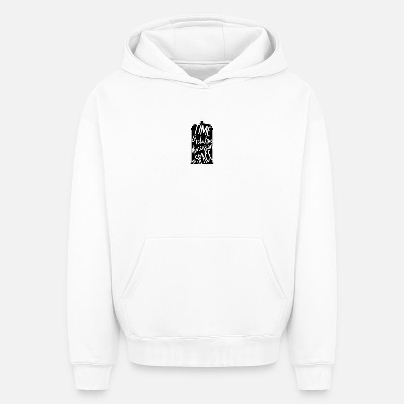 Temps et dimension relative dans l’espace - Sweat à capuche unisexe oversize épais SPREAD - blanc