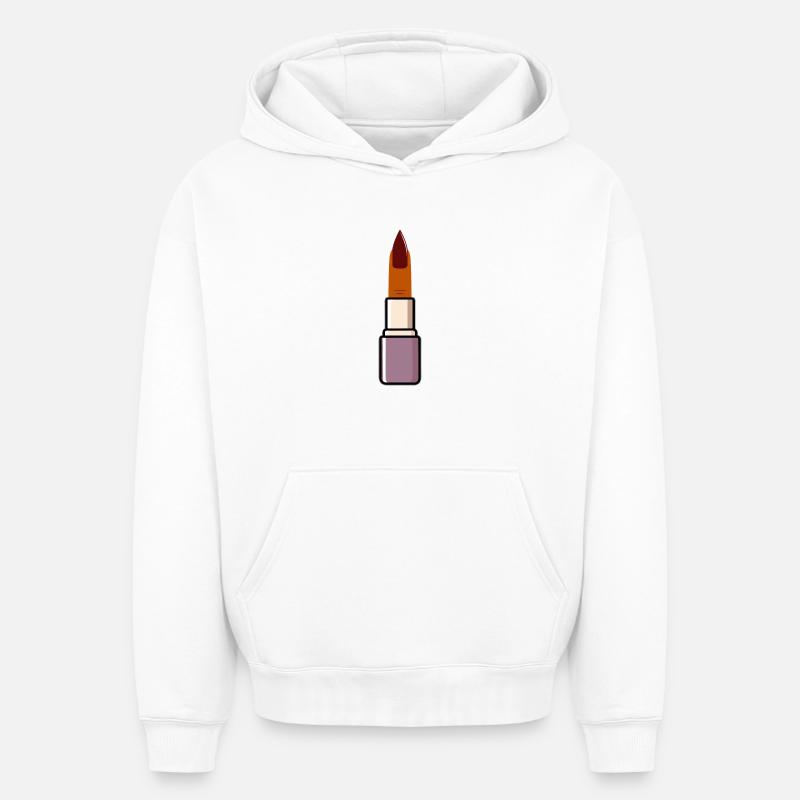 Finger Lipstick Dark - Sweat à capuche unisexe oversize épais SPREAD - blanc