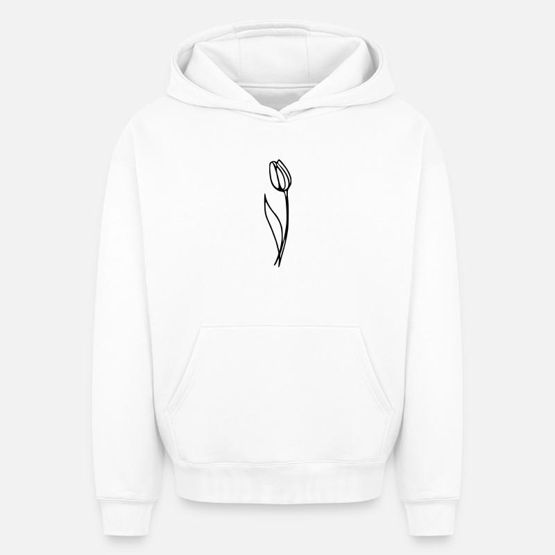 Tulipe - Sweat à capuche unisexe oversize épais SPREAD - blanc