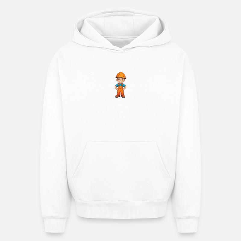 Constructeur - Sweat à capuche unisexe oversize épais SPREAD - blanc