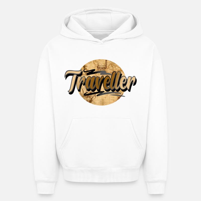 Traveller - Sweat à capuche unisexe oversize épais SPREAD - blanc