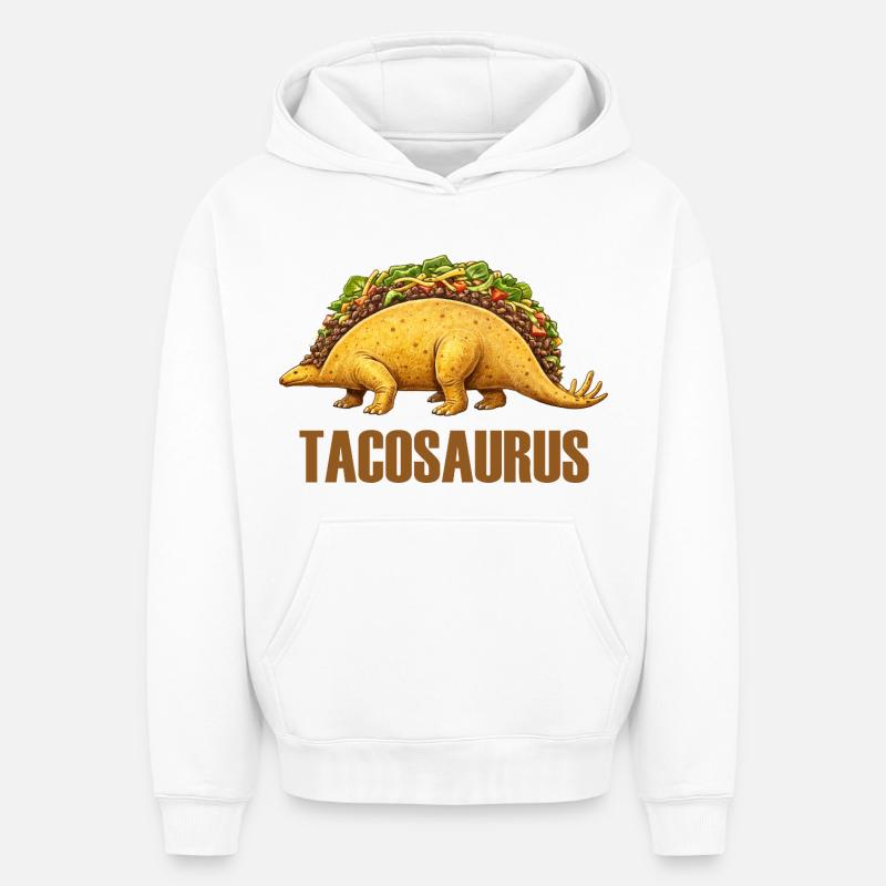 Tacosaurus – Dino rencontre Tex-Mex - Sweat à capuche unisexe oversize épais SPREAD - blanc