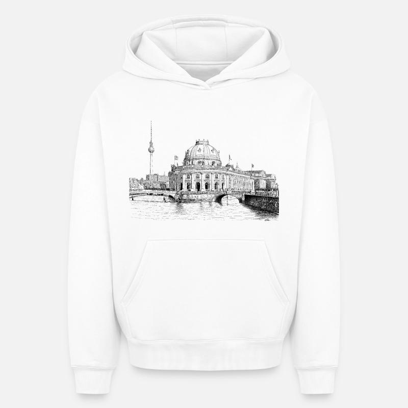 Berlin - Sweat à capuche unisexe oversize épais SPREAD - blanc
