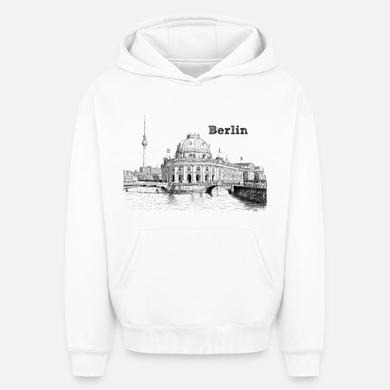 Berlin - Sweat à capuche unisexe oversize épais SPREAD - blanc