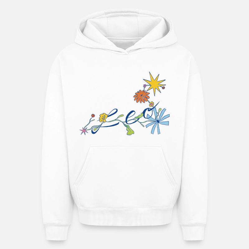 Lion – Illustration créative du zodiaque - Sweat à capuche unisexe oversize épais SPREAD - blanc