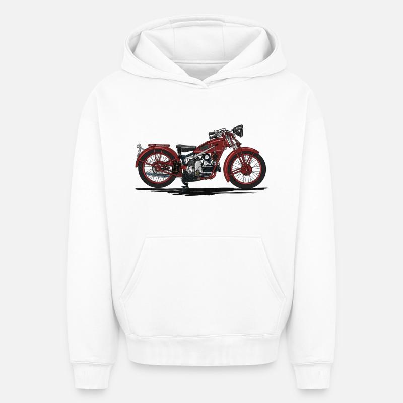 Retro motorcycle - Sweat à capuche unisexe oversize épais SPREAD - blanc