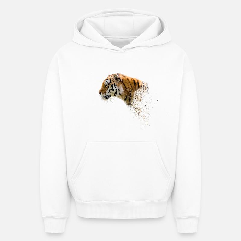 Tiger - Sweat à capuche unisexe oversize épais SPREAD - blanc