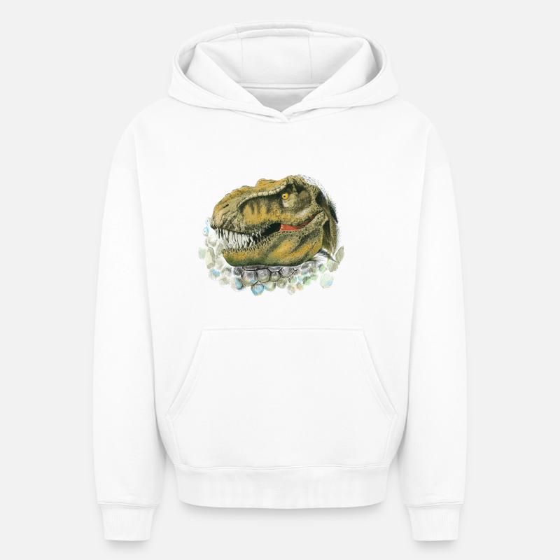Dinosaur - Sweat à capuche unisexe oversize épais SPREAD - blanc