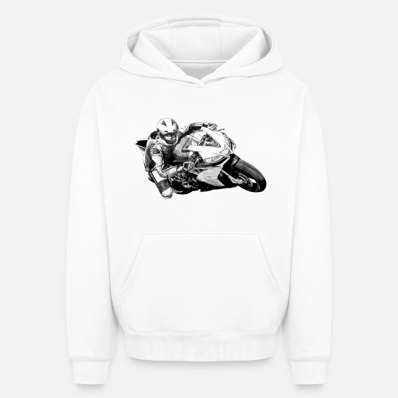 Motorcycle - Sweat à capuche unisexe oversize épais SPREAD - blanc