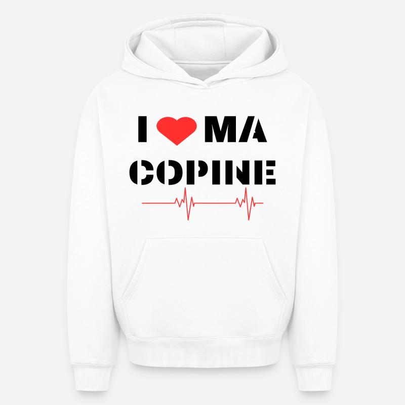 Déclaration d'amour à ma copine - Sweat à capuche unisexe oversize épais SPREAD - blanc