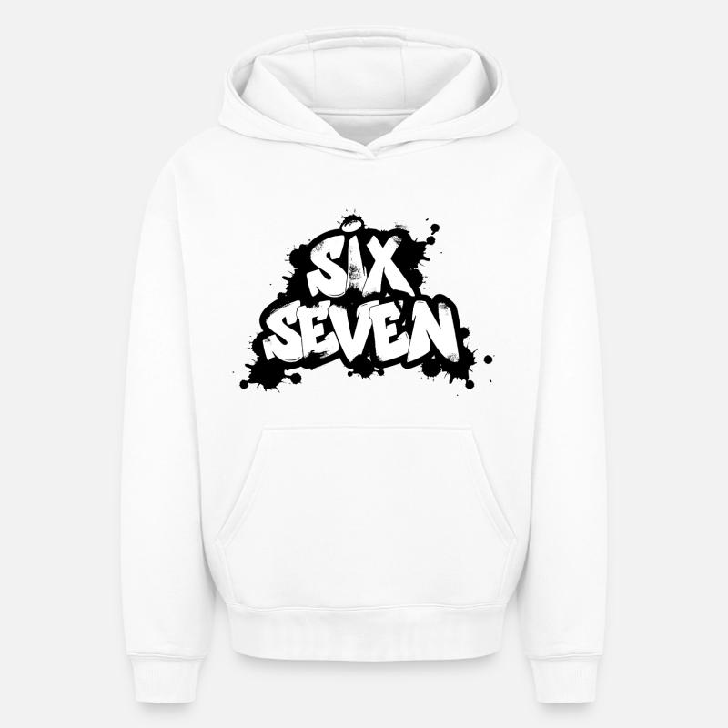 Six Seven Graffiti - Sweat à capuche unisexe oversize épais SPREAD - blanc