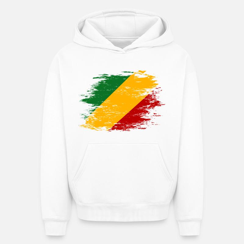 Kongo_Flagge_used - Sweat à capuche unisexe oversize épais SPREAD - blanc